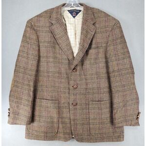 VIntage Tommy Hilfiger Blazer‎ Mens 42R Brown Plaid Tweed Wool 3 Button Heritage